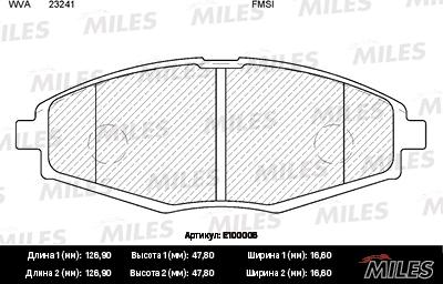 Miles E100006 - Тормозные колодки, дисковые, комплект avtokuzovplus.com.ua