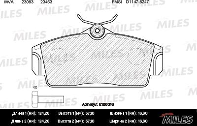 Miles E100016 - Гальмівні колодки, дискові гальма autocars.com.ua
