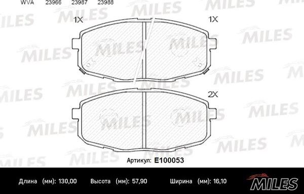 Miles E100053 - Тормозные колодки, дисковые, комплект avtokuzovplus.com.ua