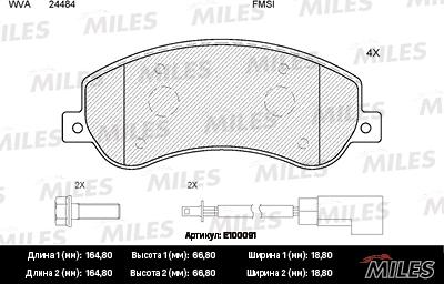 Miles E100091 - Тормозные колодки, дисковые, комплект avtokuzovplus.com.ua