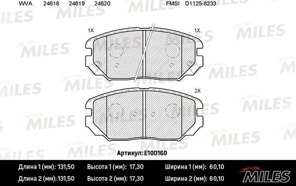Miles E100160 - Гальмівні колодки, дискові гальма autocars.com.ua