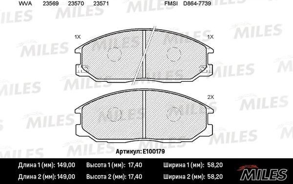 Miles E100179 - Гальмівні колодки, дискові гальма autocars.com.ua