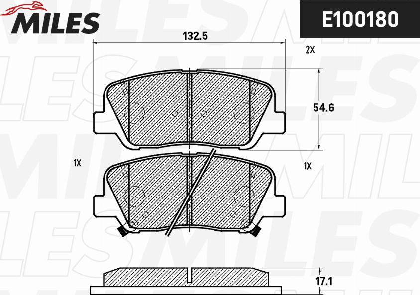 Miles E100180 - Гальмівні колодки, дискові гальма autocars.com.ua