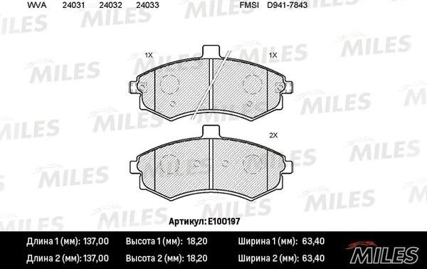 Miles E100197 - Тормозные колодки, дисковые, комплект avtokuzovplus.com.ua