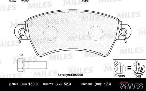 Miles E100200 - Тормозные колодки, дисковые, комплект avtokuzovplus.com.ua