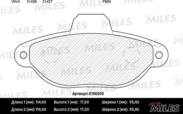 Miles E100203 - Гальмівні колодки, дискові гальма autocars.com.ua