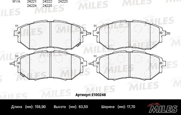 Miles E100248 - Гальмівні колодки, дискові гальма autocars.com.ua