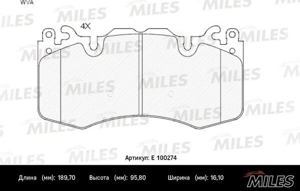 Miles E100274 - Гальмівні колодки, дискові гальма autocars.com.ua