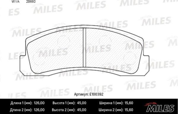 Miles E100392 - Тормозные колодки, дисковые, комплект avtokuzovplus.com.ua