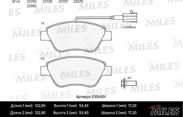 Miles E100401 - Тормозные колодки, дисковые, комплект avtokuzovplus.com.ua