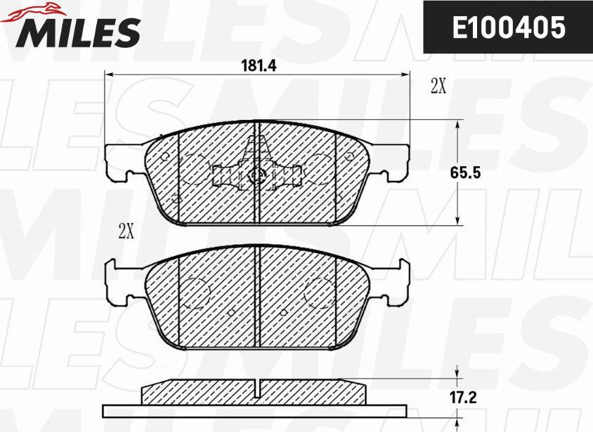 Miles E100405 - Гальмівні колодки, дискові гальма autocars.com.ua