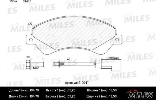 Miles E100411 - Гальмівні колодки, дискові гальма autocars.com.ua