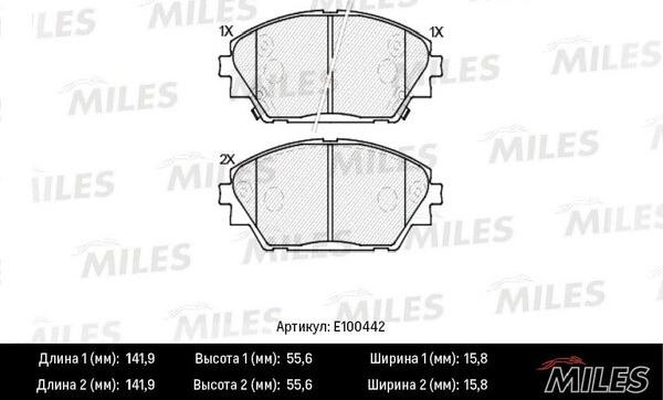 Miles E100442 - Гальмівні колодки, дискові гальма autocars.com.ua