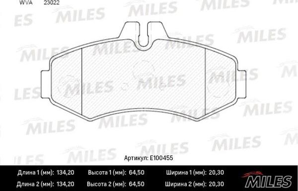 Miles E100455 - Гальмівні колодки, дискові гальма autocars.com.ua