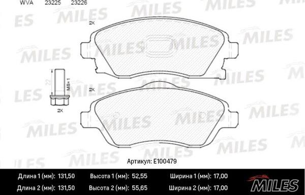 Miles E100479 - Гальмівні колодки, дискові гальма autocars.com.ua