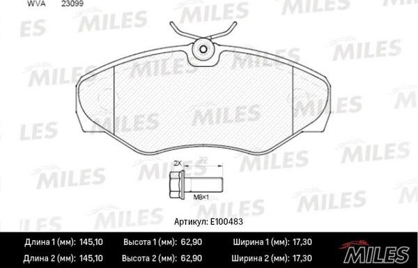 Miles E100483 - Тормозные колодки, дисковые, комплект avtokuzovplus.com.ua