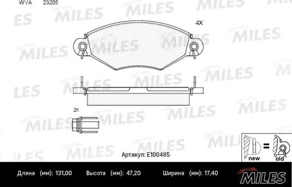 Miles E100485 - Гальмівні колодки, дискові гальма autocars.com.ua
