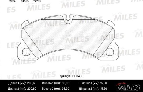 Miles E100486 - Тормозные колодки, дисковые, комплект avtokuzovplus.com.ua