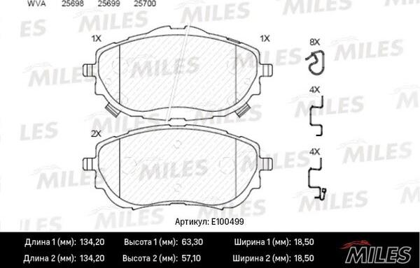 Miles E100499 - Гальмівні колодки, дискові гальма autocars.com.ua