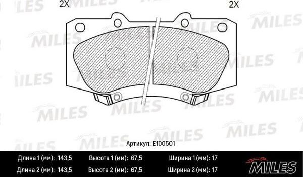 Miles E100501 - Тормозные колодки, дисковые, комплект avtokuzovplus.com.ua