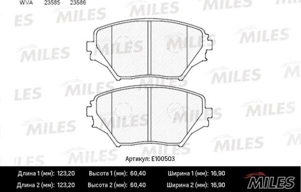 Miles E100503 - Гальмівні колодки, дискові гальма autocars.com.ua