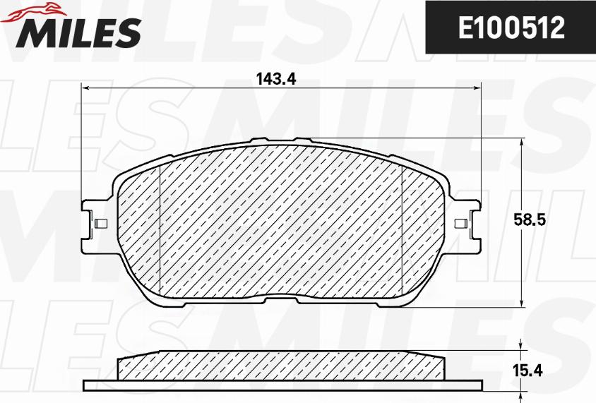 Miles E100512 - Тормозные колодки, дисковые, комплект avtokuzovplus.com.ua