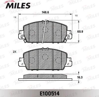 Miles E100514 - Гальмівні колодки, дискові гальма autocars.com.ua