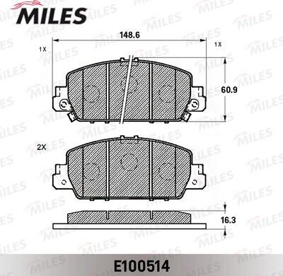 Miles E100514 - Тормозные колодки, дисковые, комплект avtokuzovplus.com.ua