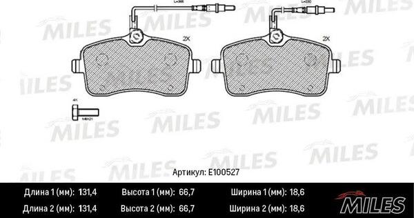 Miles E100527 - Гальмівні колодки, дискові гальма autocars.com.ua