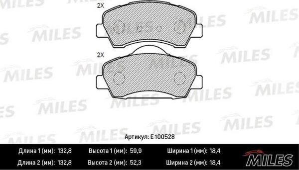 Miles E100528 - Гальмівні колодки, дискові гальма autocars.com.ua