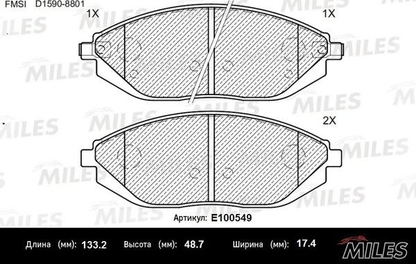 Miles E100549 - Тормозные колодки, дисковые, комплект avtokuzovplus.com.ua