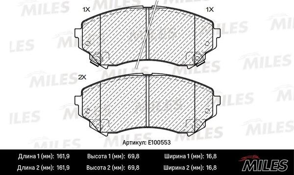 Miles E100553 - Тормозные колодки, дисковые, комплект avtokuzovplus.com.ua