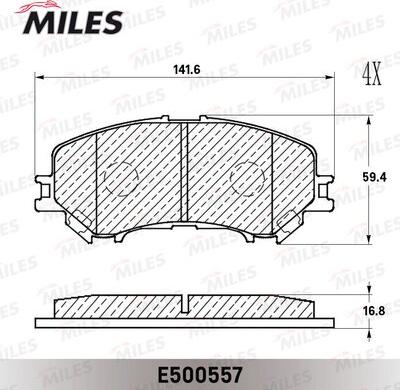 Miles E500557 - Гальмівні колодки, дискові гальма autocars.com.ua