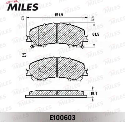 Miles E100603 - Гальмівні колодки, дискові гальма autocars.com.ua