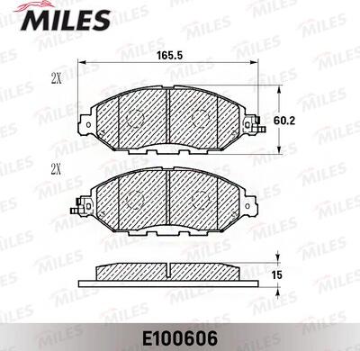 Miles E100606 - Тормозные колодки, дисковые, комплект avtokuzovplus.com.ua