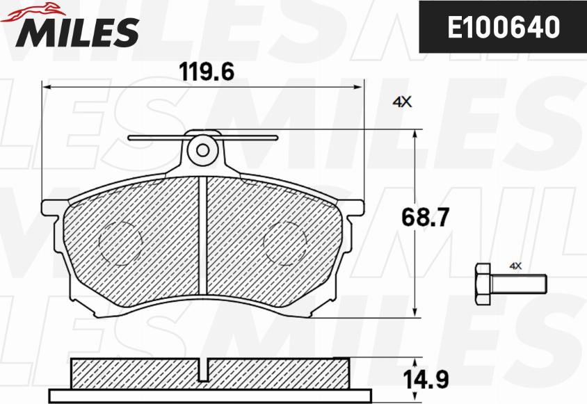 Miles E100640 - Тормозные колодки, дисковые, комплект avtokuzovplus.com.ua