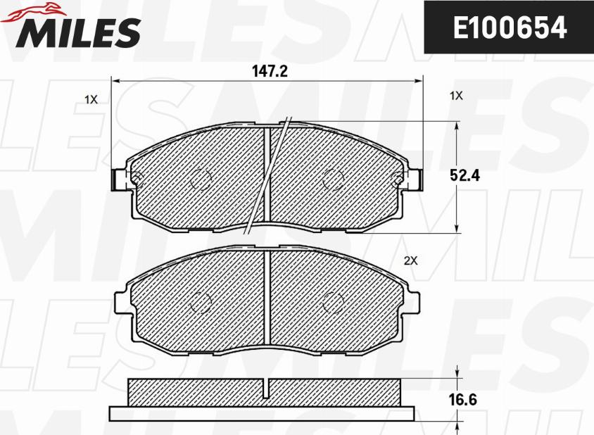 Miles E100654 - Тормозные колодки, дисковые, комплект avtokuzovplus.com.ua