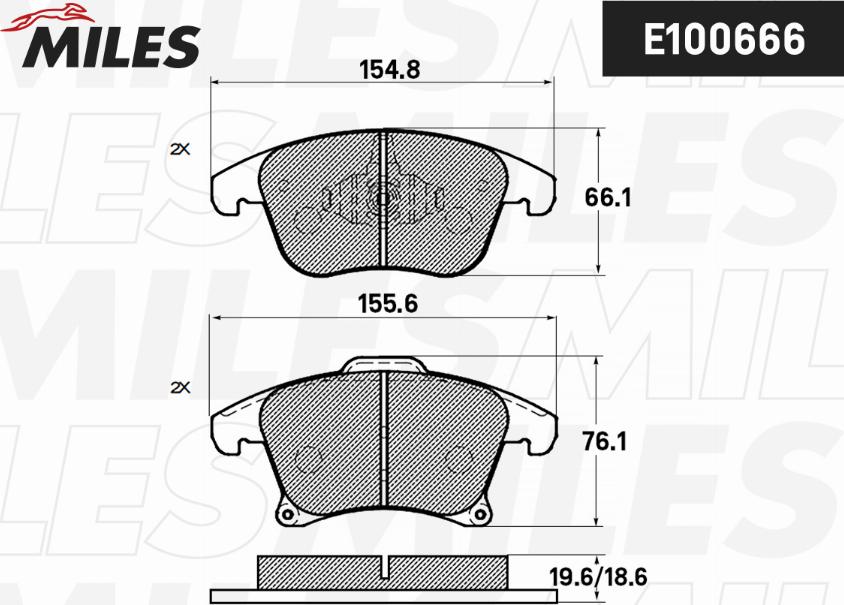 Miles E100666 - Тормозные колодки, дисковые, комплект avtokuzovplus.com.ua