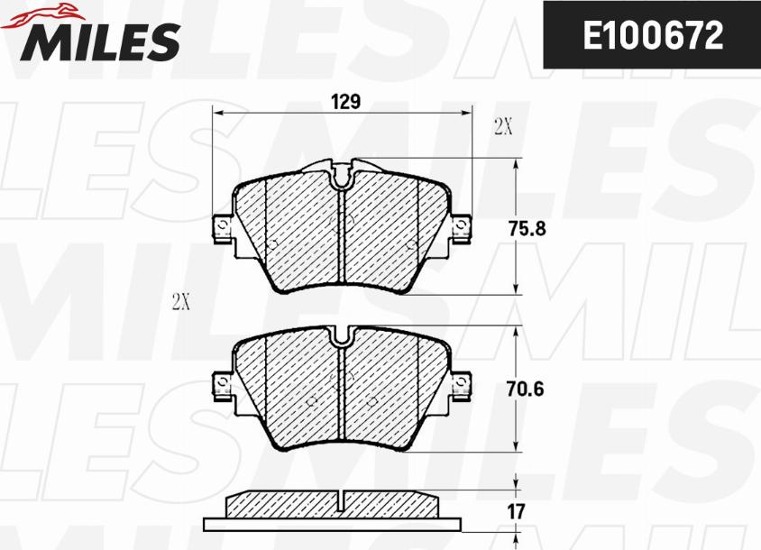 Miles E100672 - Тормозные колодки, дисковые, комплект avtokuzovplus.com.ua