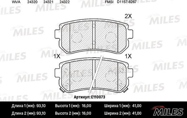 Miles E110073 - Тормозные колодки, дисковые, комплект avtokuzovplus.com.ua