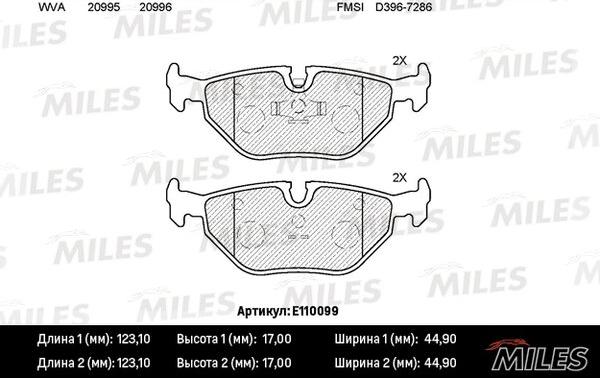 Miles E110099 - Тормозные колодки, дисковые, комплект avtokuzovplus.com.ua