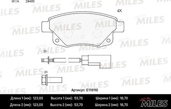 Miles E110110 - Тормозные колодки, дисковые, комплект avtokuzovplus.com.ua