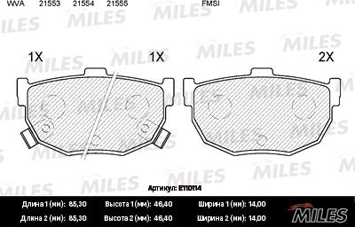 Miles E110114 - Тормозные колодки, дисковые, комплект avtokuzovplus.com.ua