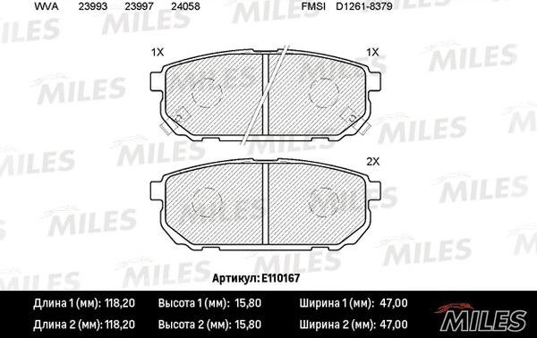 Miles E110167 - Тормозные колодки, дисковые, комплект avtokuzovplus.com.ua