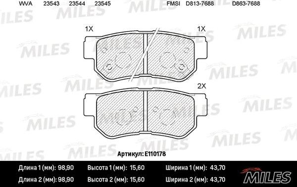 Miles E110178 - Гальмівні колодки, дискові гальма autocars.com.ua