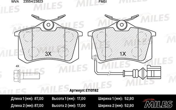 Miles E110182 - Гальмівні колодки, дискові гальма autocars.com.ua