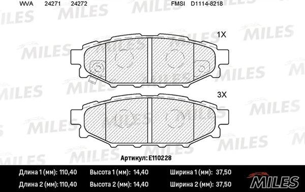 Miles E110228 - Тормозные колодки, дисковые, комплект avtokuzovplus.com.ua