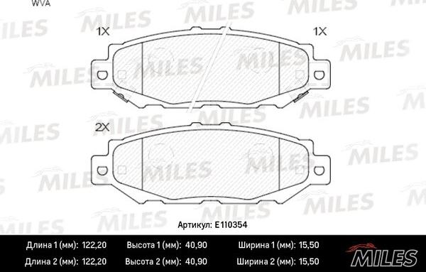 Miles E110354 - Тормозные колодки, дисковые, комплект avtokuzovplus.com.ua