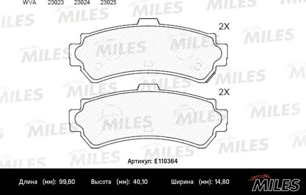 Miles E110364 - Тормозные колодки, дисковые, комплект avtokuzovplus.com.ua