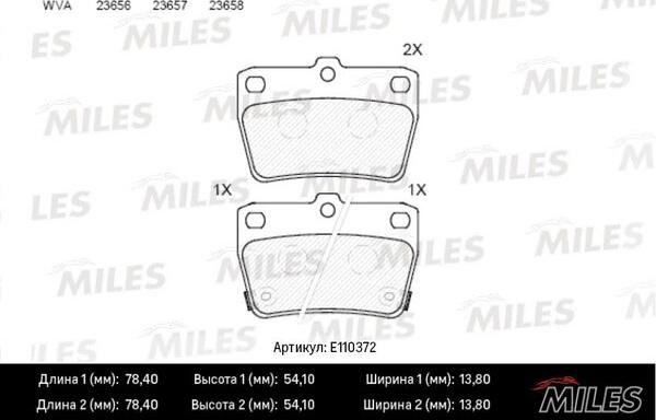 Miles E110372 - Тормозные колодки, дисковые, комплект avtokuzovplus.com.ua